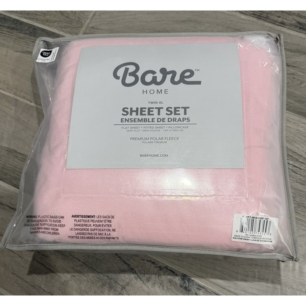 Bare Sheet Set Twin XL Premium Polar Fleece Dorm Bed Size College Pink Sheet